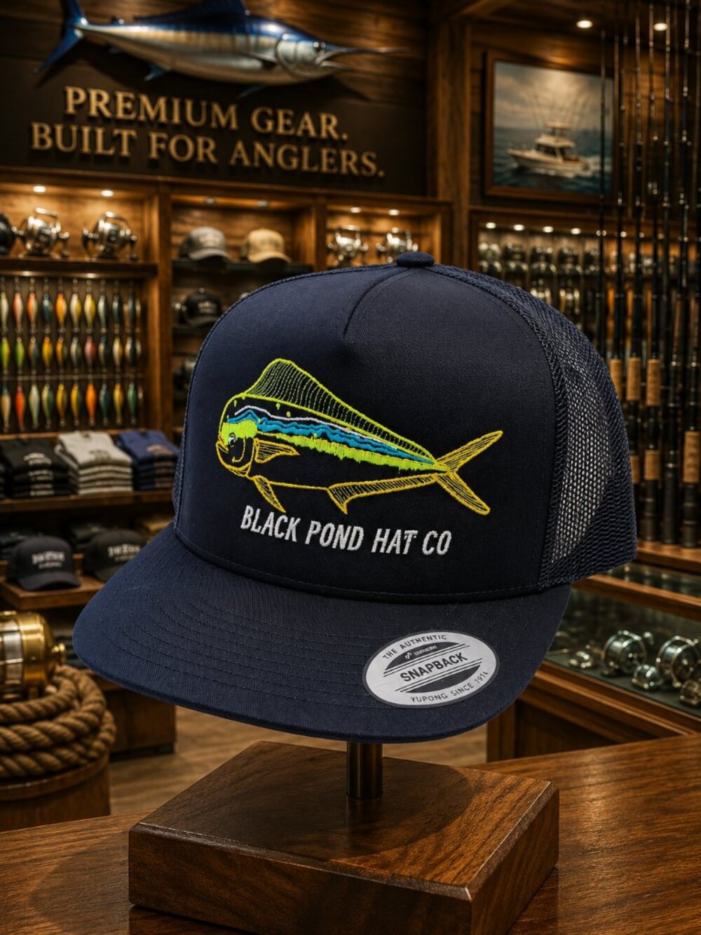 Black Pond Hat Co. Flat Bill Trucker Mesh Snapback